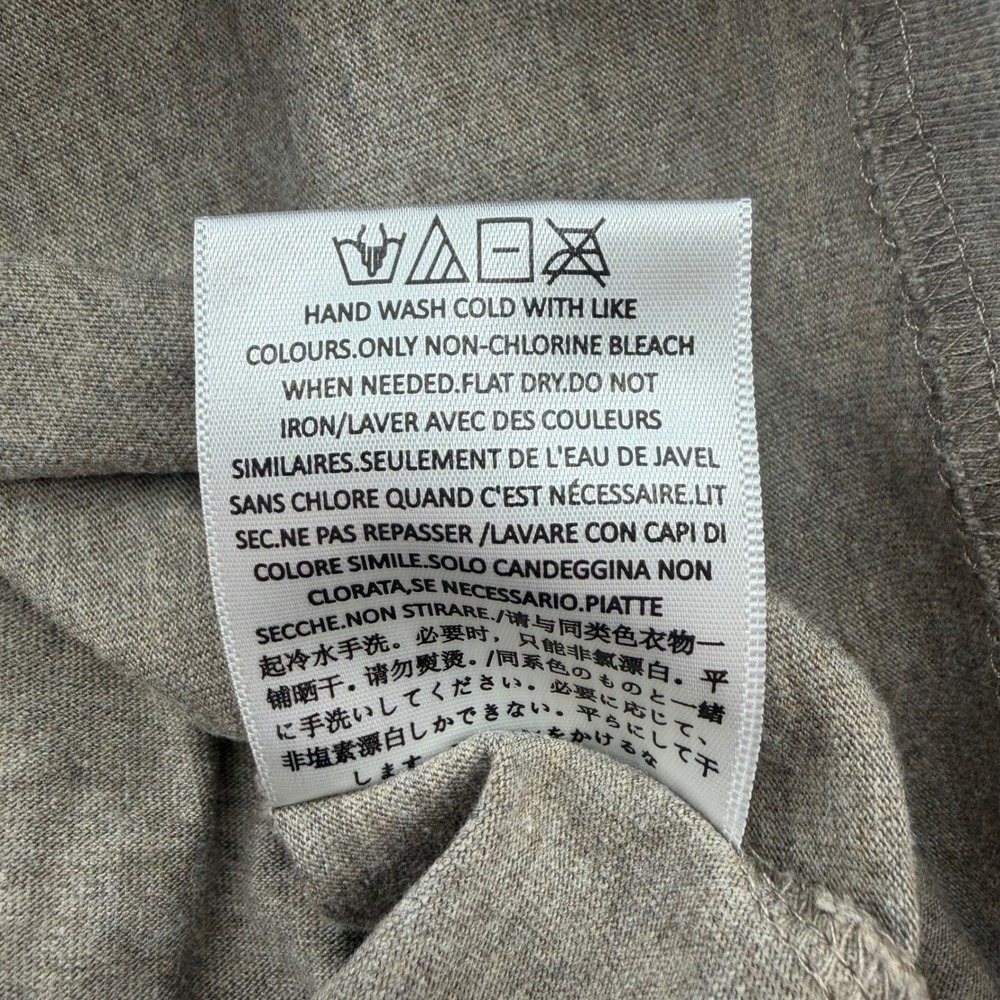 Fear of God Essentials Mens V-Neck Oversized T-Shirt Taupe Tan Logo Large - Picture 8 of 11